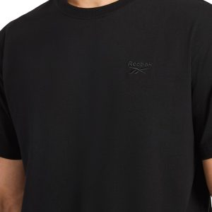 Reebok Mens Short Sleeve Crewneck Embroidered T-Shirt, Standard Fit, Lightweight Stretch Cotton Fabric