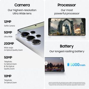 SAMSUNG Galaxy S25 Ultra, teléfono inteligente de 512 GB, Android desbloqueado, cámara de modo nocturno AI, procesador rápido Snapdragon 8 Elite, batería de 5000 mAh, S Pen incorporado, 2025, garantía | AI Smartphone, AI Camera, Fast Processor, Long Battery Life, 2025