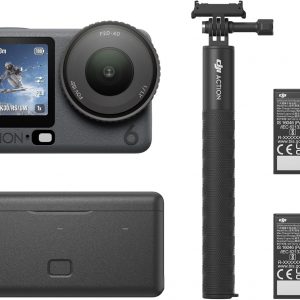 DJI Osmo Action 6 Combo mejorado, cámara de acción con sensor cuadrado de 1/1.1 ″, apertura variable de f/2.0–f/4.0, duración de batería extendida con 2 baterías, cámara de acción 8K para filmación