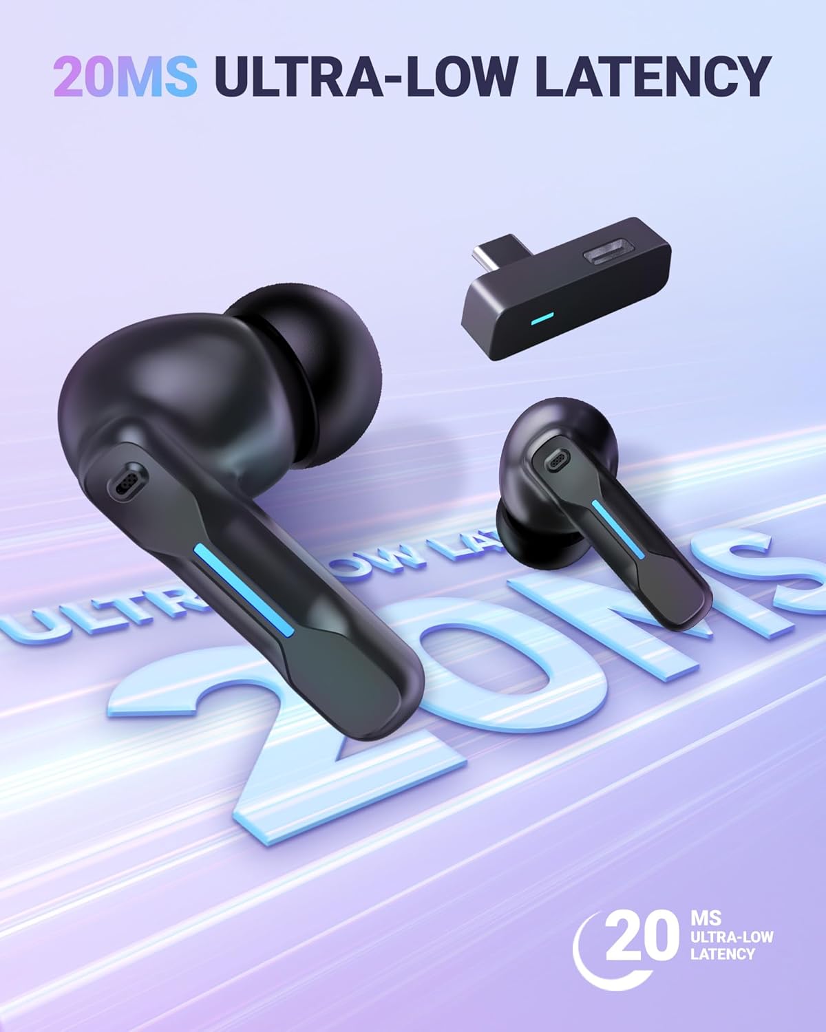 Middle Rabbit SW4 Pro Auriculares para juegos con micrófono inalámbricos, Dongle 2.4G + Modo Dual Bluetooth, Baja latencia de 20 ms, Compatibles con PS5, PS4, PlayStation, PC de escritorio y portátil