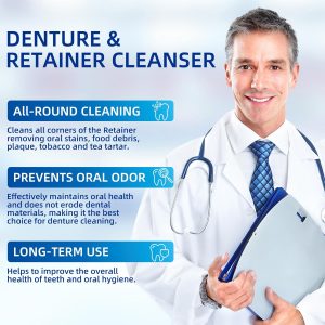 Retainer & Denture Cleaner KIt - Mouth Night Guard Whitening Case - 120 Cleanser Tablets, Guard Bath Cup