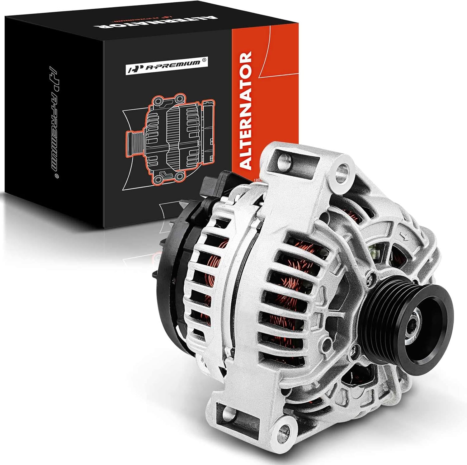 A-Premium Alternador compatible con Mercedes-Benz C240 01-05, C32 AMG, C320, SLK32 AMG, SLK320, CLK320, ML320, ML350 y Chrysler Crossfire, polea de 6 ranuras de 12V 120A CW, reemplazo # 0124515055 6,