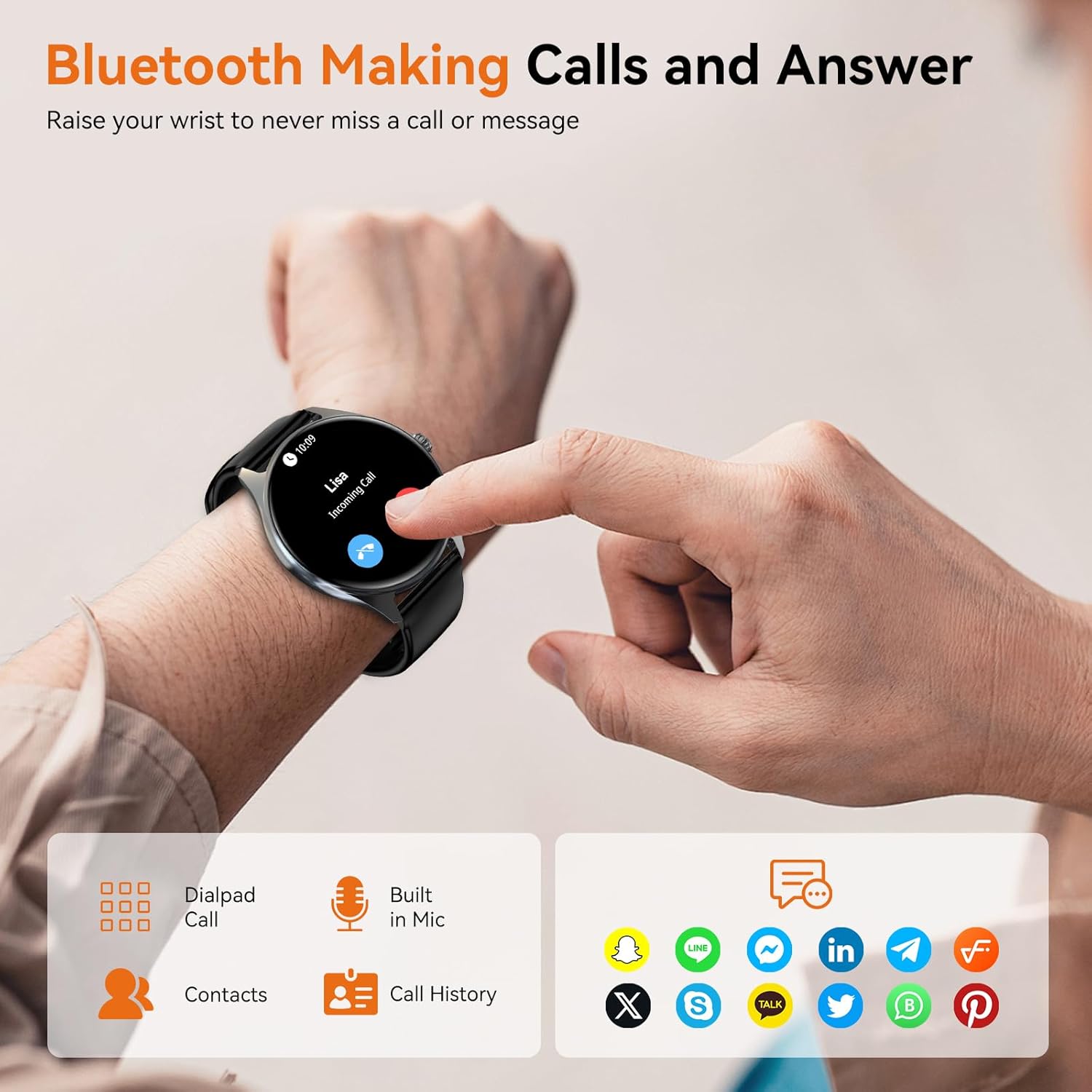 iBesi Smart Watches for Men Women with 1.43" AMOLED Display, 7-Day Battery, 120+ Sport Modes, Bluetooth Calling, Heart Rate & Sleep Monitor, IP68 Waterproof Compatible for iPhone and Android (Black)