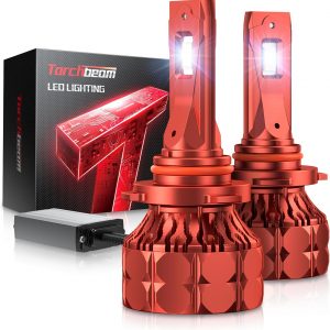 Torchbeam 9005/HB3 Bulbs T7 Series, 68,000LM 900% Ultra Brighter Light Bulbs, 6500K 9005 Light with High Speed Fan, 5Min Quick Installation Fog Light, 60000 Hours Lifelong, Pack of 2