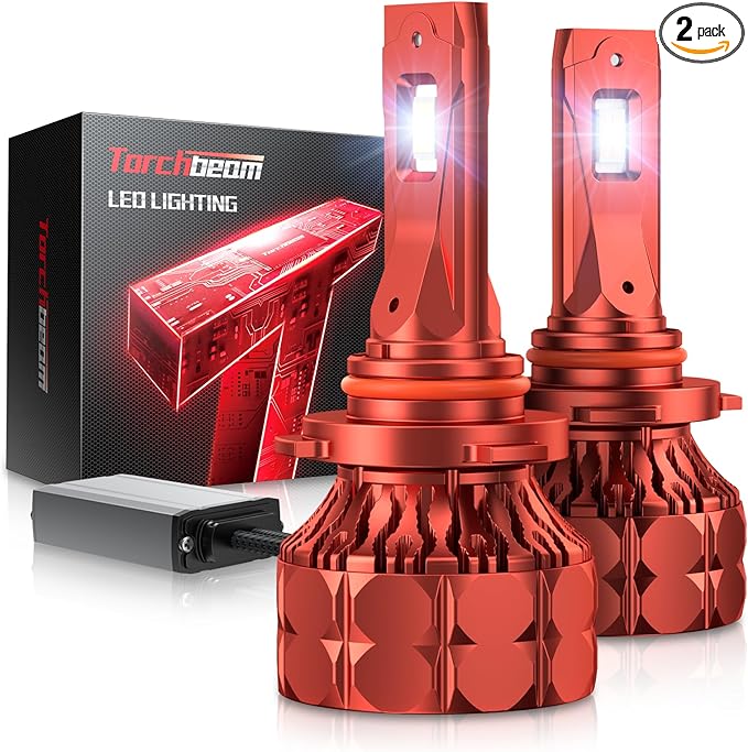 Torchbeam 9005/HB3 Bulbs T7 Series, 68,000LM 900% Ultra Brighter Light Bulbs, 6500K 9005 Light with High Speed Fan, 5Min Quick Installation Fog Light, 60000 Hours Lifelong, Pack of 2