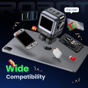 UGREEN Uno 65W USB C Charger Block, Nexode 3-Port GaN Fast Charger with Screen, Fun Robot Gifts for Men Women, Compatible with iPhone 17, MacBook Pro/Air, XPS, Galaxy S25, Steam Deck, ROG Ally, Black