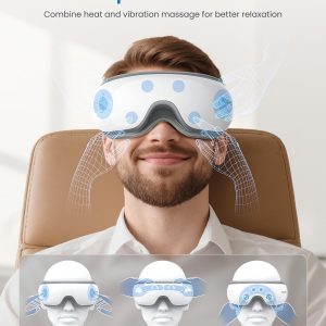 RENPHO - Masajeador de ojos con calor, masajeador de calor recargable con música Bluetooth para relajar y reducir la tensión de los ojos, ojeras y bolsas de los ojos, mejora el sueño, regalos familiares ideales (blanco)