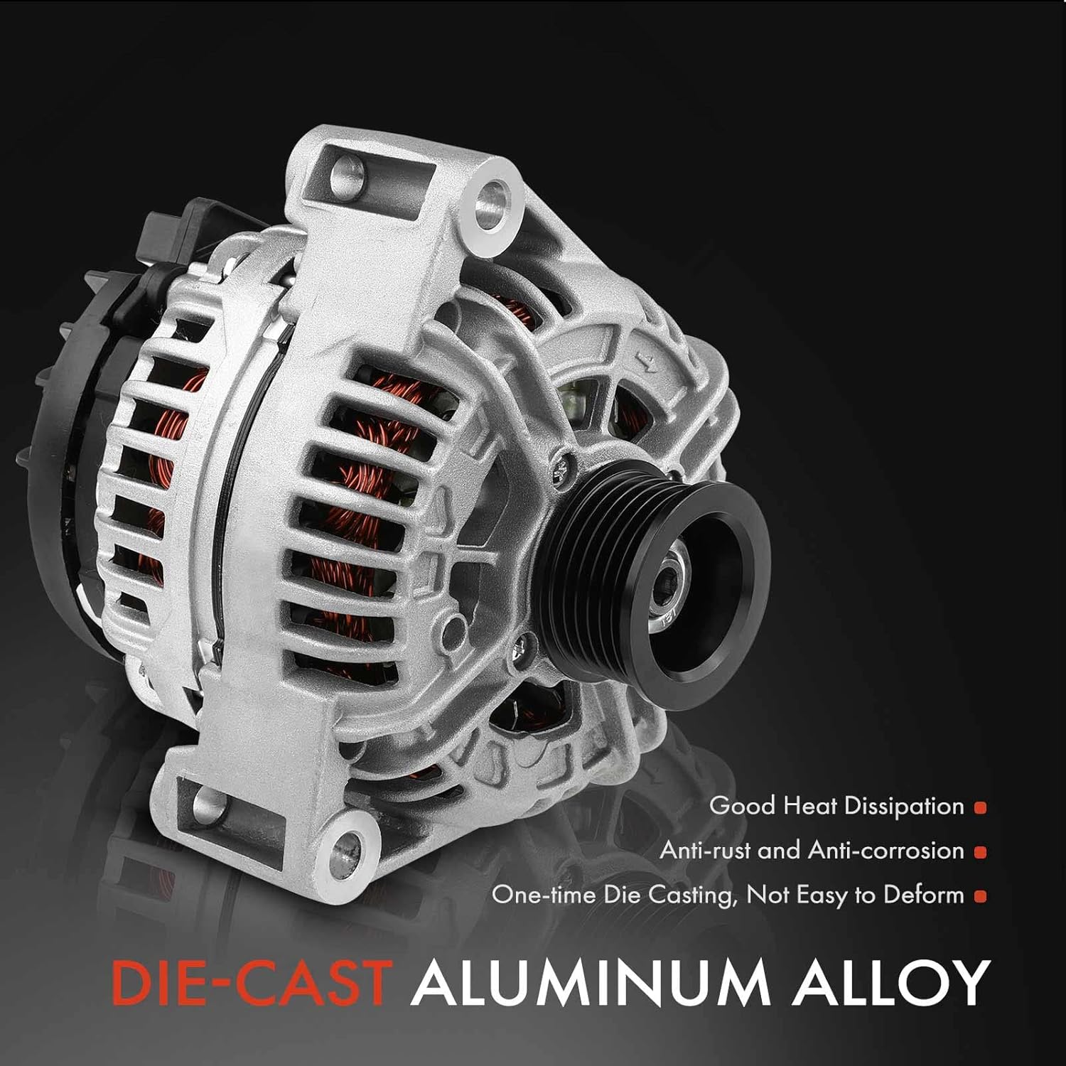 A-Premium Alternador compatible con Mercedes-Benz C240 01-05, C32 AMG, C320, SLK32 AMG, SLK320, CLK320, ML320, ML350 y Chrysler Crossfire, polea de 6 ranuras de 12V 120A CW, reemplazo # 0124515055 6,
