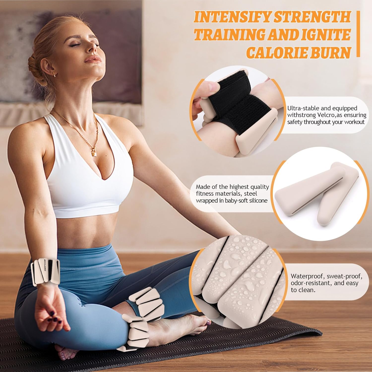 BECOJADDE Juego de pesas de tobillo de 2 (1 libra/2 libras/3 libras cada una) Pesas ajustables de muñeca para mujeres y hombres, pesas portátiles para brazo y pierna para pilates, correr, caminar
