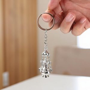 2Pcs Thurible Keychain 4.53 Inches Incense Burner Key Chain Censer Catholic Ring Accessory, Silver Tone Christian Faith Religious Gift Keyfob Pendant for Car, Bag, Keyring, Church Decoration Souvenirs