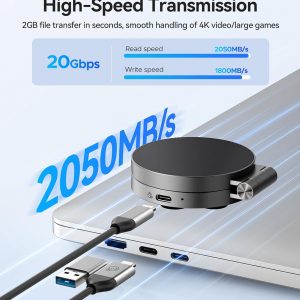 ORICO MiniSnap 2 TB External SSD, Magnetic & Scution Cup Design, Foldable Stand for Phone, Support USB 3.2 Gen2*2(2000MB/s), USB 3.2 Gen2(1000MB/s), ProRes 4K120fps, SC20Pro