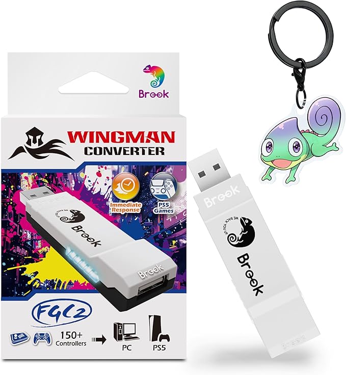Brook Wingman FGC2 Converter with Keychain-Arcade Joystick Adapter Gamepad for PS5 & PC, Supports All PS5 Games 【Official Exclusive Version】