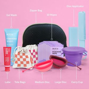 Pixie Menstrual Disc Kit for Feminine Care - Pixie Discs are Designed to Remove Like Tampons - 100% Medical-Grade Silicone - Best Period Disc Starter Kit - Proven to Become A Successful Disc User