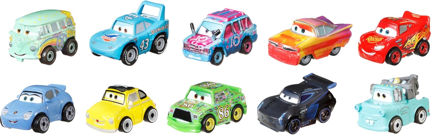 Mattel Disney and Pixar Cars Mini Racers 10-Pack, Collectible Set with 10 Toy Vehicles, Fan-Favorite Characters (Amazon Exclusive)