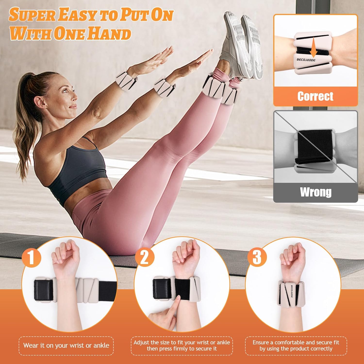 BECOJADDE Juego de pesas de tobillo de 2 (1 libra/2 libras/3 libras cada una) Pesas ajustables de muñeca para mujeres y hombres, pesas portátiles para brazo y pierna para pilates, correr, caminar