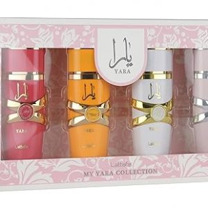 Lattafa My Yara Collection – 4 × 0.8 fl oz Eau de Parfum Set de regalo para mujer (Yara + Yara Moi + Yara Tous + Yara Candy)