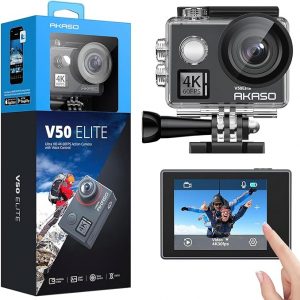 AKASO V50 Elite 4K60fps Touch Screen WiFi Action Camera Voice Control EIS 131 feet Waterproof Camera 8X Zoom Remote Control
