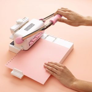 We R Memory Keepers, Cinch Book Binding Machine 2, Pink/White, Easy to Use Design with Slide Ruler, Compatible with Wire or Spiral Coils, Make Professional Books, Notebooks, Calendars and More