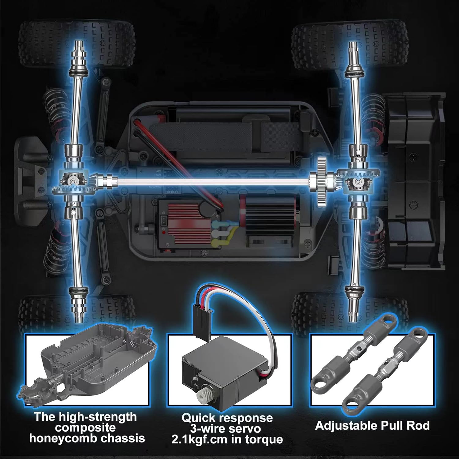 HYPER GO H16PL 1/16 RTR Fast Brushless RC Buggy for Adults, Max 38 mph RC Truck, 4WD High Speed Racing Car with 2S 2000 mAh Battery for RC Basher