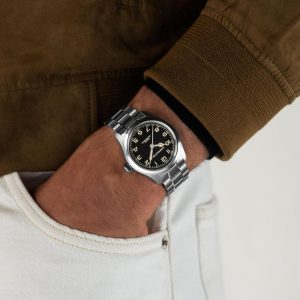 Hamilton Khaki Field Murph Automatic Men's Watch, 38mm Stainless Steel Case, Swiss Made, Black Dial Analog Wrist Watch, 100m Waterproof, Sapphire Crystal, 3-Hand Movement, Stainless Steel Strap