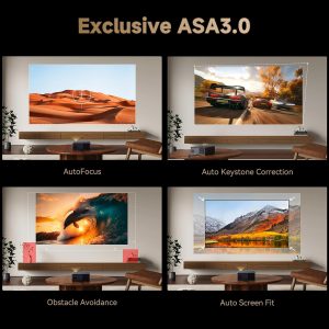 Proyector Wanbo X5 Pro Google TV compatible con 4K, proyector inteligente de 1100 lúmenes ANSI con WiFi y Bluetooth, proyector de películas para exteriores y hogar, enfoque automático y corrección