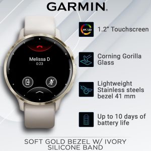 Wearable4U - Garmin Venu 3S GPS Smartwatch, AMOLED Display 41 mm Watch, Advanced Health and Fitness Features, Up to 10 Days of Battery, Sleep Coach, Ivory Case with White Earbuds Bundle