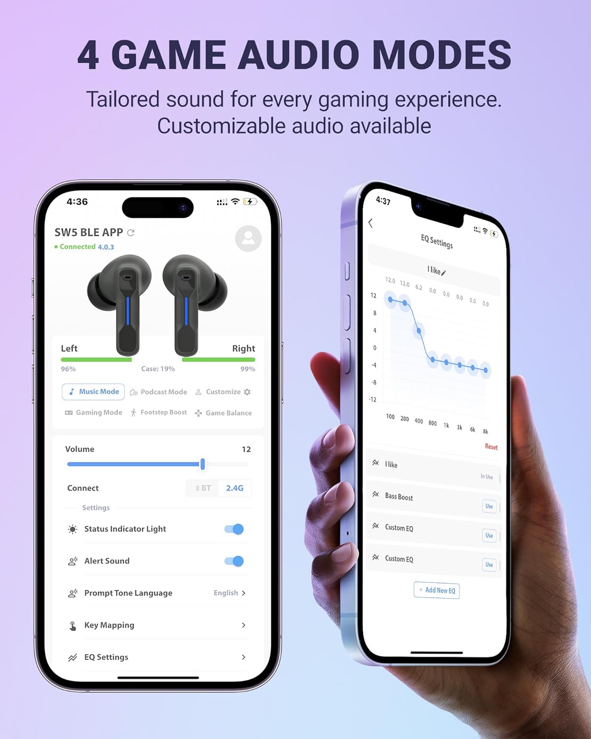 Middle Rabbit SW4 Pro Auriculares para juegos con micrófono inalámbricos, Dongle 2.4G + Modo Dual Bluetooth, Baja latencia de 20 ms, Compatibles con PS5, PS4, PlayStation, PC de escritorio y portátil