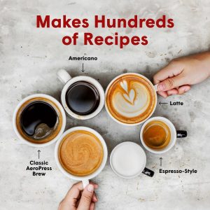 AeroPress Cafetera original y estilo expreso, cafetera portátil de nivel barista con cámara, émbolo y filtros, cafetera rápida y cafetera espresso