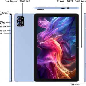Winsing Android Tablet 10 Inch, Android 15 Tablets 2025 for Adults, Octa-Core, 12GB RAM,128GB Storage(2TB Expandable), Large Touch Screen Tablet with 10H Battery Life,WiFi & Bluetooth 5.0, Haze Blue