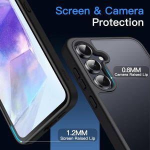 JETech Funda mate para Samsung Galaxy A55 5G, esmerilada translúcida trasera protectora delgada cubierta protectora delgada para teléfono, antihuellas (negro)