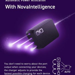 CIO 65W GaN Charger Block, Compact 4-Port Adapter with 3 USB-C Ports & 1 USB-A, Max 67W USBC Fast-Charging Multi-Device Wall Charger Block for Laptop/Phone/Tablet, NovaPort Quad II 67W3C1A (Black)