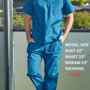 Dagacci Scrubs for Men Set - V-Neck Scrub Top and Cargo Pants - 8 Pockets Men Scrubs Set
