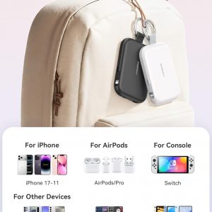 RORRY Cargador portátil, batería de poder portátil de 5000mAh con cables incorporados, paquete de batería de llavero de viaje para iPhone 17/16/15/14/13/12, para AirPods 2/3/4/Pro, Verde