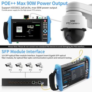 Rsrteng CCTV Camera Tester, 8K 32MP IP Camera Tester with POE++ Max 90W 8MP CVI TVI AHD SDI CVBS Camera Tester 7inch IPS Touch Screen CCTV Tester Support SFP, WiFi HD IPC Tester IPC-9800ADHS Pro