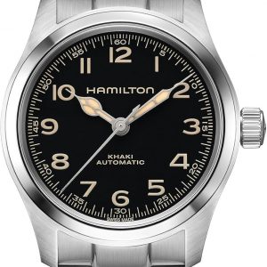 Hamilton Khaki Field Murph Automatic Men's Watch, 38mm Stainless Steel Case, Swiss Made, Black Dial Analog Wrist Watch, 100m Waterproof, Sapphire Crystal, 3-Hand Movement, Stainless Steel Strap