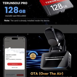 TERUNSOUl 4K+4K Dash Cam Front and Rear, Free 128GB Card Included, 5.8GHz WiFi Dash Camera for Cars, Built-in GPS, G-Sensor, 170°Wide Angle, 3" IPS Screen, 24H Parking Mode, Support 512GB Max