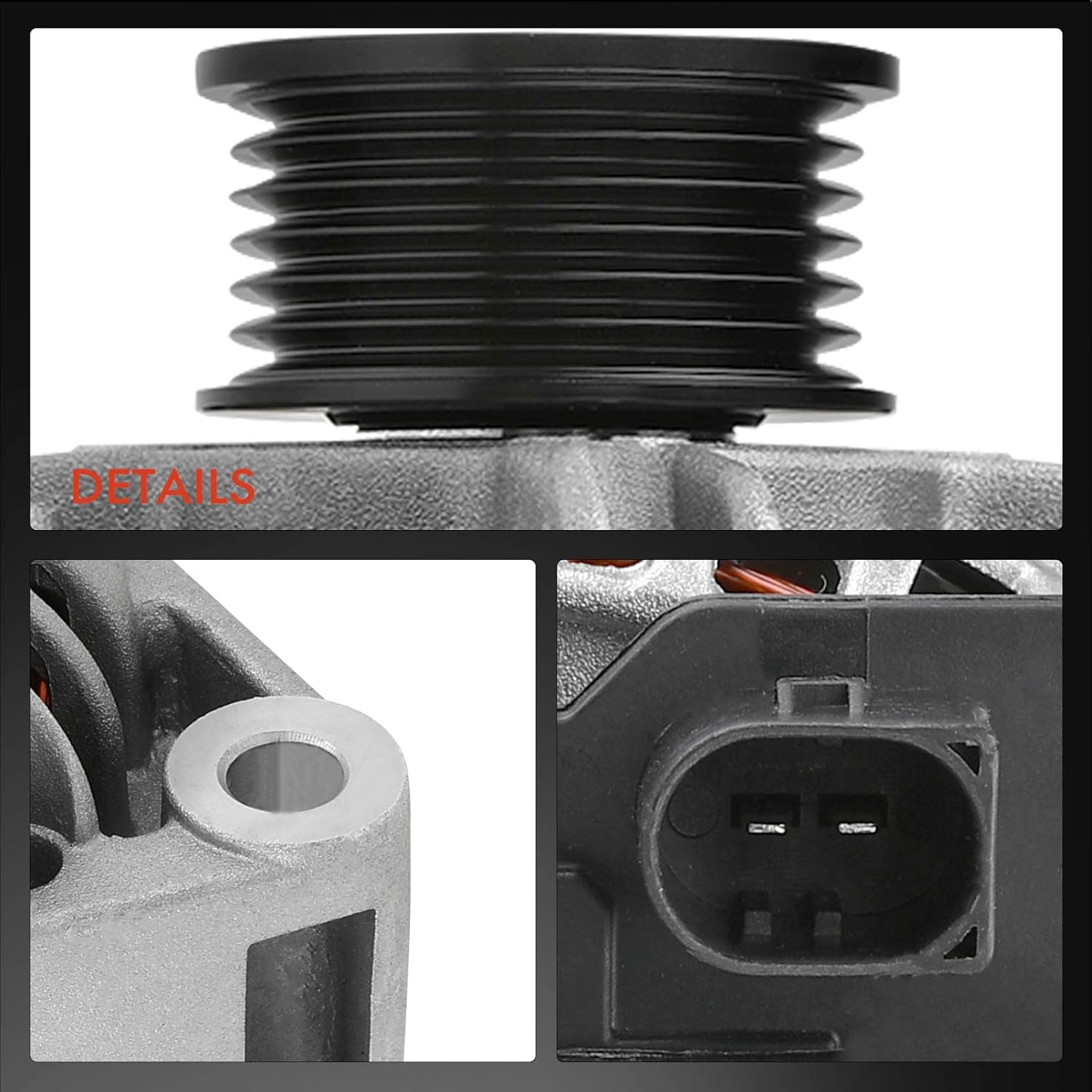 A-Premium Alternador compatible con Mercedes-Benz C240 01-05, C32 AMG, C320, SLK32 AMG, SLK320, CLK320, ML320, ML350 y Chrysler Crossfire, polea de 6 ranuras de 12V 120A CW, reemplazo # 0124515055 6,