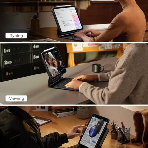 ESR iPad Air 11 Inch Case with Keyboard (M3/M2, 2025/2024) & iPad Pro 11/Air 5th/4th Gen Keyboard, Easy-Set Magnetic Stand, Portrait/Raised Modes, with Removable Protective Case, Black