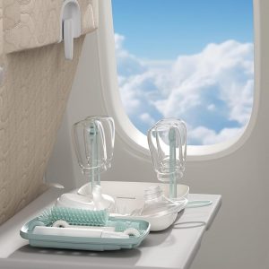 Momcozy Bottle Brush Set - Baby Bottle Cleaner Kit with Silicone Brush, Nipple Brush, Straw Brush, Soap Dispenser, Drying Rack - 7 in 1 Bottle Cleaning Tool for Home and Travel, Green