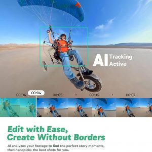 AKASO 360 Cámara de acción a prueba de condiciones climáticas 360° - Video 360 de 5.7K con sensores de 1/2 pulgada 48 MP, foto 360 de 72 MP, 360-SuperSmooth, pantalla táctil de 2.29 pulgadas, efecto