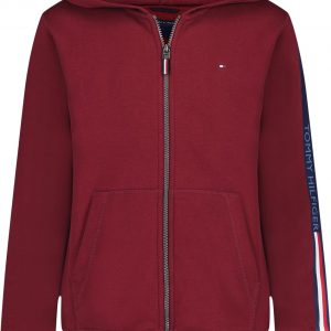 Tommy Hilfiger Sudadera de forro polar para niños de manga larga con cierre frontal completo y bolsillos