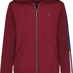 Tommy Hilfiger Sudadera de forro polar para niños de manga larga con cierre frontal completo y bolsillos