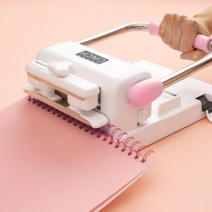 We R Memory Keepers, Cinch Book Binding Machine 2, Pink/White, Easy to Use Design with Slide Ruler, Compatible with Wire or Spiral Coils, Make Professional Books, Notebooks, Calendars and More