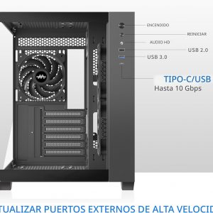 MUSETEX Caja de PC ATX, 3 x 120mm Ventiladores Preinstalados, Soporte para Radiador de 360MM, Caja de PC para Juegos de Vidrio Templado de Vista Completa de 270° con Tipo-C, Caja de Computadora de