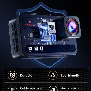 TERUNSOUl 4K+4K Dash Cam Front and Rear, Free 128GB Card Included, 5.8GHz WiFi Dash Camera for Cars, Built-in GPS, G-Sensor, 170°Wide Angle, 3" IPS Screen, 24H Parking Mode, Support 512GB Max