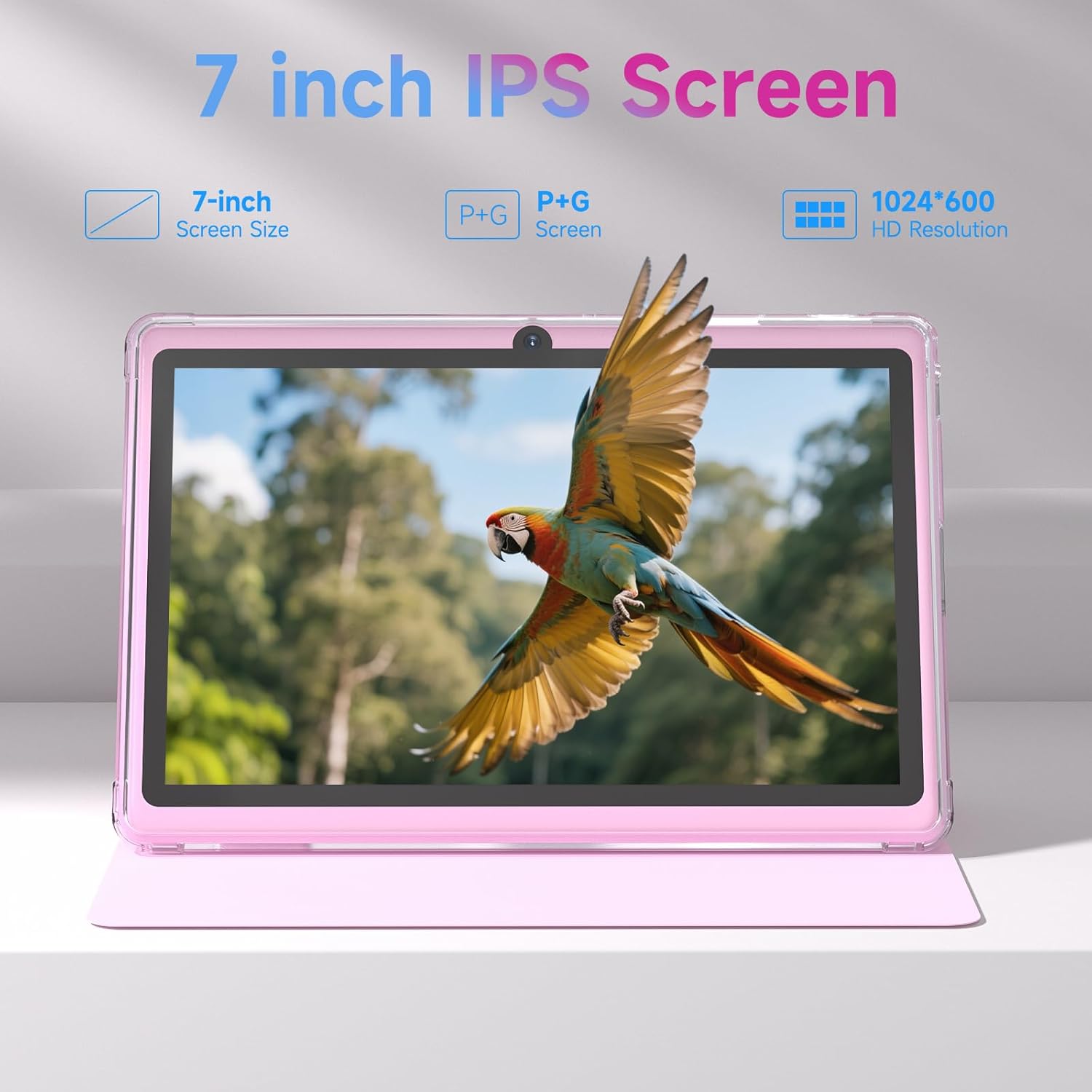HOTTABLET Tablet 7Inch Android 14.0 with Protective Case, 8GB(4+4GB Expand) RAM+ 32GB ROM, IPS Screen, Dual Camera, Bluetooth 5.0 WiFi Tab (Pink)