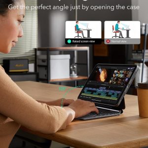 ESR iPad Air 11 Inch Case with Keyboard (M3/M2, 2025/2024) & iPad Pro 11/Air 5th/4th Gen Keyboard, Easy-Set Magnetic Stand, Portrait/Raised Modes, with Removable Protective Case, Black