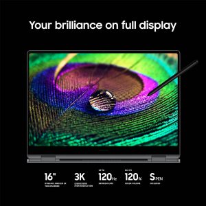 Samsung PC Galaxy Book5 Pro 360 Copilot+ de 16 pulgadas, computadora AI, procesador Intel Core 7 Ultra, pantalla táctil AMOLED 3K (2880 x 1800), S Pen, 120Hz, Dolby Atmos, laptop para estudiantes