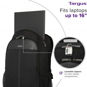 Targus Mochila clásica para laptop de 15 a 16 pulgadas, se adapta a la mayoría de portátiles de hasta 16 pulgadas, mochila de viaje acolchada para viajeros de negocios, universidad y viajes