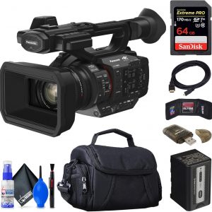 Panasonic Videocámara HC-X2 4K (HC-X2) + tarjeta de memoria de 64 GB + bolsa + lector de tarjetas + cartera de memoria + protector de tapa + kit de limpieza + más